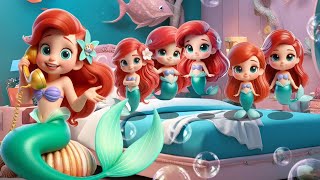 Five Little Mermaids Jumping On The Bed Nursery Rhymes & Kids Songs