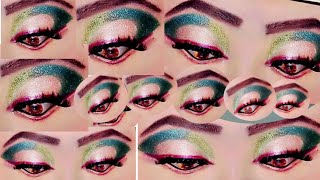 Dark green and light green eyes makeup tutorial || simple and easy makeup #easymakeup #softeyemakeup