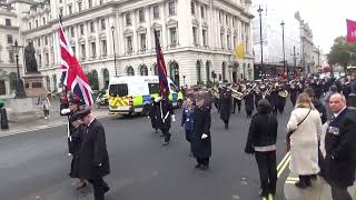 Band of the Salvation Army march off from Whitehall to Regent Street