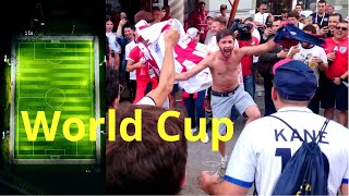 England fans in Russia at the World Cup 2018. Moscow, Nikolskaya street