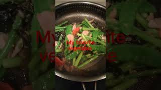 frying vegetables in oyster sauce