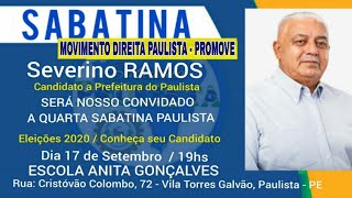 MOVIMENTO DIREITA PAULISTA SABATINA O CANDIDATO SEVERINO RAMOS - AO VIVO