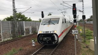 Einfahrt ICE 2 (BR 402) als ICE 796 nach Berlin Südkreuz mit 2x Makro und Handgruß