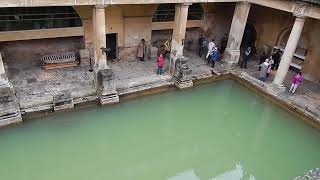 Bath, the Kings Bath, Roman at ground level with 18th century buildings above, 2023.