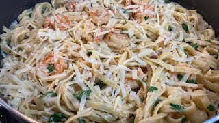 HOW TO MAKE CREAMY SHRIMP FETTUCCINE ALFREDO PASTA