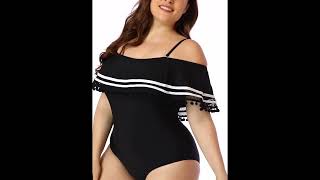 Plus Size Swimwear Women Ruffle One Piece Swimsuit Tassel