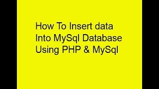 How To Connect HTML From With MySql Database Using PHP MySqli