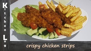 Crispy Chicken Strips (moist, juicy and tender chicken breast with crispy coating).