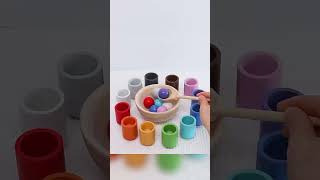 Montessori Rainbow Wooden Balls For Baby Education / Montessori Educational Baby Toys