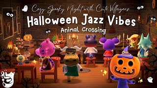 Halloween Jazz Vibes 🎃 Spooky & Cute Halloween Music + Animal Crossing Café Night Ambient👻