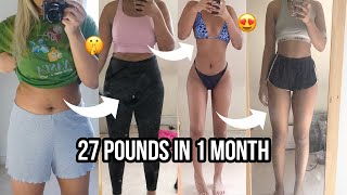 HOW I LOST 27 POUNDS IN 1 MONTH - A week of food and workouts (How I got rid of my acne too)