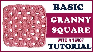 How to crochet a BASIC granny square in one color - beginner friendly pattern with a twist