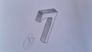 Very Easy Drawing the Number 7 in 3D Trick Art