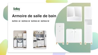 SoBuy Armoire de salle de bain | Meuble salle de bain | Panier à ligne | Meuble toilette | BZR91-W