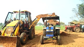 Massey 1035 Eicher 380 John Deere Massey 241 Tractor with Trolly | Jcb 3DX Backhoe Loading Field Mud