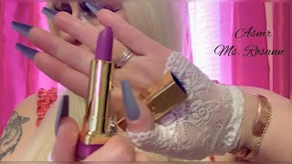 ASMR💄Whispered 💄trying on new lipstick, tapping jewelry & lipstick tube 💄