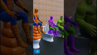 Spider man vs Hulk Toilet challenge #spiderman #hulk  #3dnimation