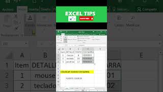 EXCEL CODIGO DE BARRA #shorts
