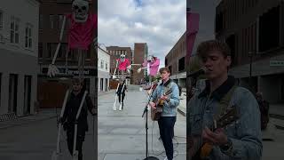 Skeletons dancing to music from a streetmusician #shorts