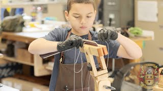 A Day in Sofield Leather Shop - My Oldest Son Hand Stitching a Strap - Saddle Stitching Leather