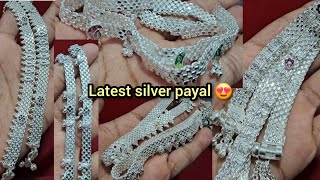 silver payal || latest silver daily use anklets designs 2024 with price || new silver payal designs