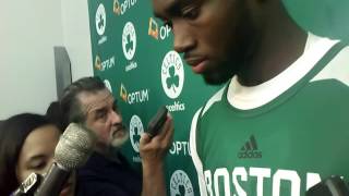 #Celtics rookie Jaylen Brown talks about his first NBA practice