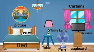 LEARN VOCABULARY ||In the bedroom | Bedroom things with animation