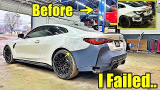 Fixing The SMASHED rear Quarter Panel ON MY 2024 BMW M4 COMP