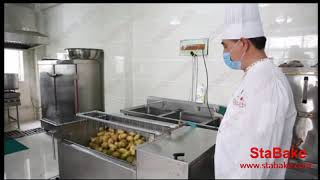 Brush root vegetable washing and peeling machine