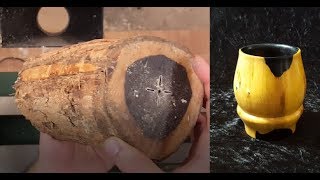 Woodturning - African Blackwood log into a Mug!