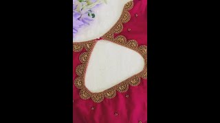 Simple Aari work design in blouse | Kerala saree blouse work @aariwork