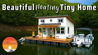 Couple's builds dreamy off grid Floating Tiny House - amazing views!