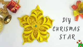 How to make Christmas Star using glitter foam sheet // DIY Christmas Star 🌟🎄