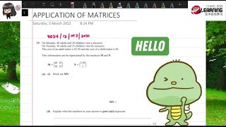 Application of Matrices (Word Problems from Past Year O level)