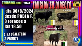 TOROS TV EN DIRECTO DESDE  LA POBLA DE F.  30 DE  AGOSTO A LAS 18,50 TOROS 2024 MORATALL 2024