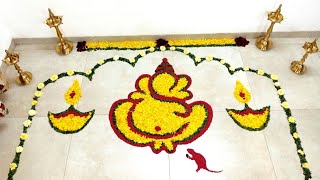 Ganapati Rangoli Designs | Festival Rangoli | Easy Rangoli, Simple Rangoli, Satisfying Rangoli Video