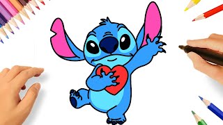 CÓMO DIBUJAR A STITCH FACIL 💗🔵