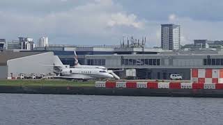 Lufthansa flight take off from City Airport London.