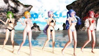 【MMD 4K】Girls Tda式 Miku Rin GUMI Haku Teto 水着version