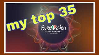 my top 35, eurovision 2022