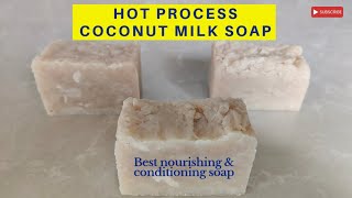 How to make hot process soap - coconut milk soap / Hot process soapmaking recipe.