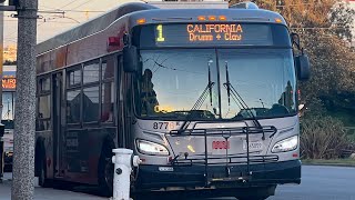 San Francisco MUNI 2017 New Flyer Xcelsior XDE40 8776 on route 1 California