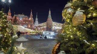 Новогодняя Москва, Рождественские украшения в москве 4k