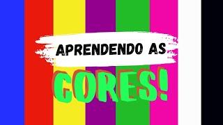 Cores para crianças - aprendendo as cores azul, vermelho, verde, amarelo,rosa,roxo,preto e branco.