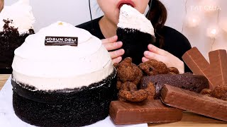 🎂블랙초코케이크 🥐초코빵부장 터녹스카라멜웨이퍼🍫 CHOCOLATE CAKE DESSERT MUKBANG