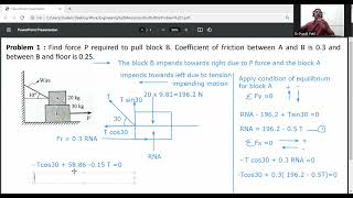 Problem 1 -Friction/ Engineering Mechanics