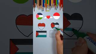 Mewarnai bendera Palestina dan Indonesia 🇲🇨❤️🇵🇸 #flag #palestine #indonesia #art #drawing