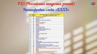 Расшифровка слова БАЛЛ