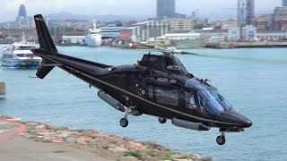 Awesome Agusta A109 landing & take off at Barcelona heliport | helicopter