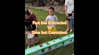 Fast Fast but distracted Vs Slow but consistent. Consistency will always beat speed on the long run.